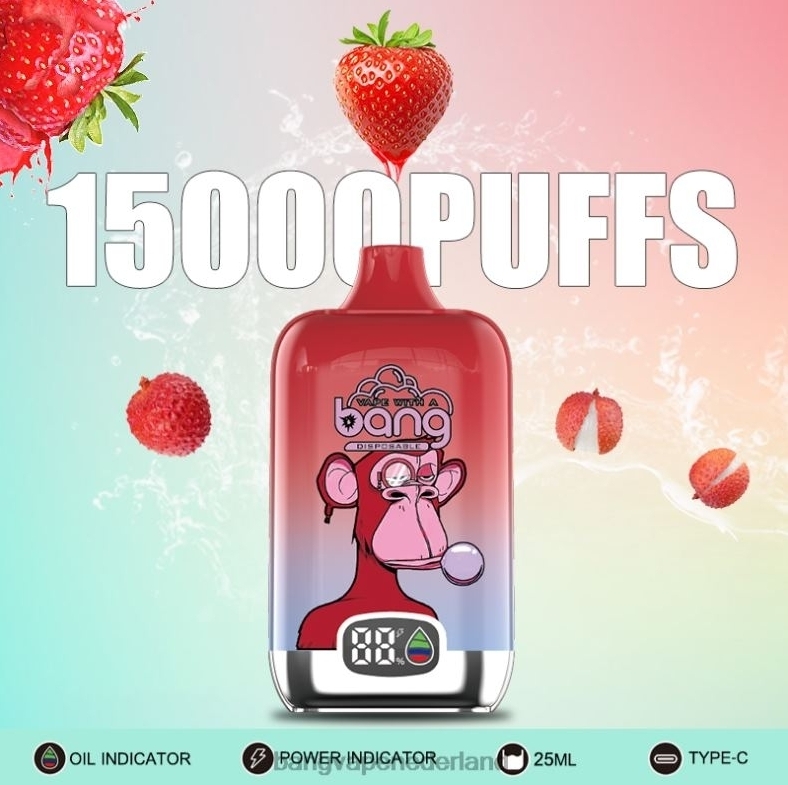 Bang Vape Digital Smart Screen 15000 Trekjes - Strawberry Lychee: Een Fruitige Revolutie in de Nederlandse Vape-Wereld