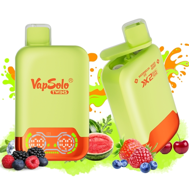 Dubbel Genot Ontrafeld: De VapSolo TWINS 20000 Puff - Watermeloenijs & Gemengde Bessen