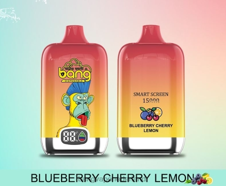 Bang Vape Digital Smart Screen 15000 trekjes - Blauwe Kers Citroen: Jouw Slimme Dampmaatje voor het Nederlandse Leven