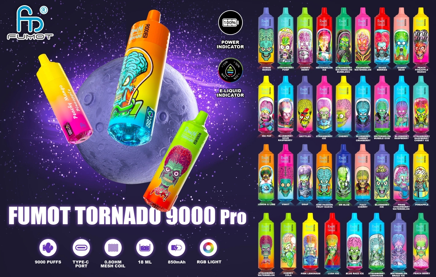 De Fumot Tornado 9000 Pro Vape: Jouw Ultieme Druif-ervaring in een Handzaam Design
